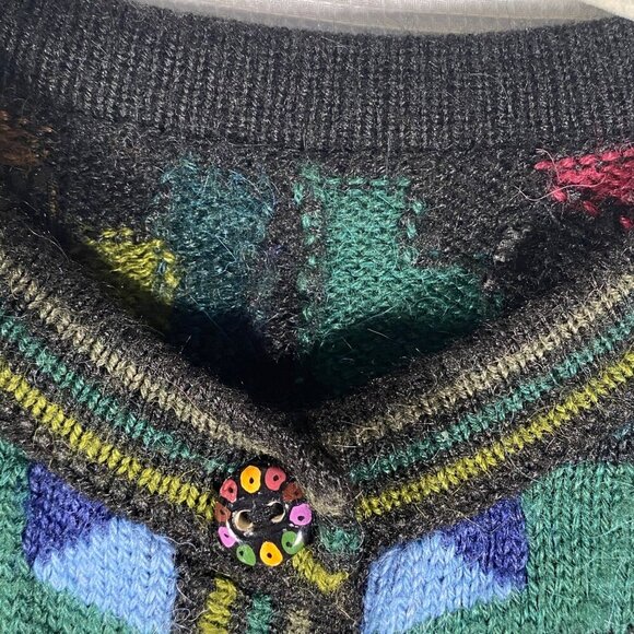 Vibrant colorful southwestern tribal artsy Pattern Cardigan Sweater Multicolor - Picture 3 of 9